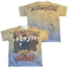Three Stooges Why I Oughta (Front/Back Print) Youth Regular Fit Poly Short-Sleeve T-Shirt