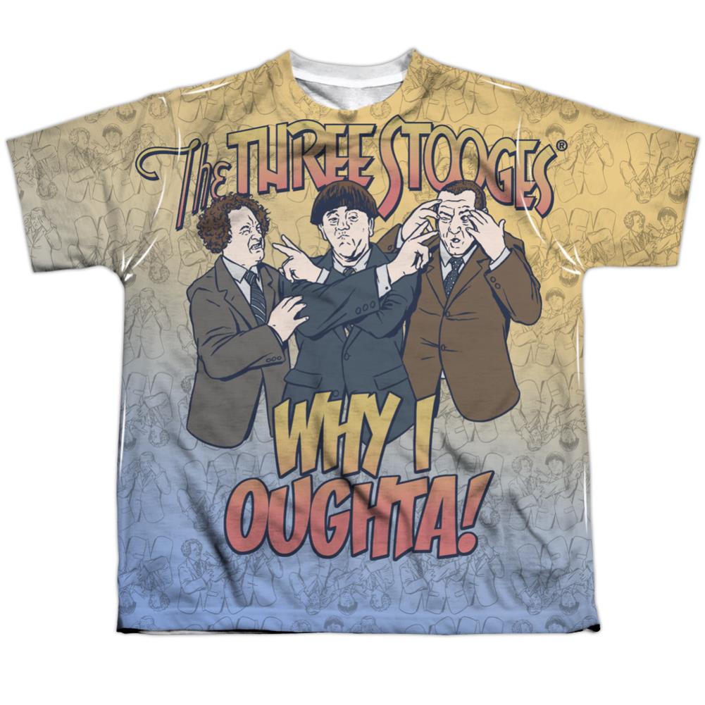 Three Stooges Why I Oughta Youth Regular Fit Poly Short-Sleeve T-Shirt