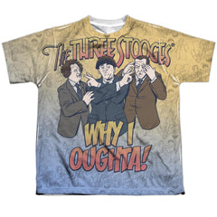 Three Stooges Why I Oughta Youth Regular Fit Poly Short-Sleeve T-Shirt