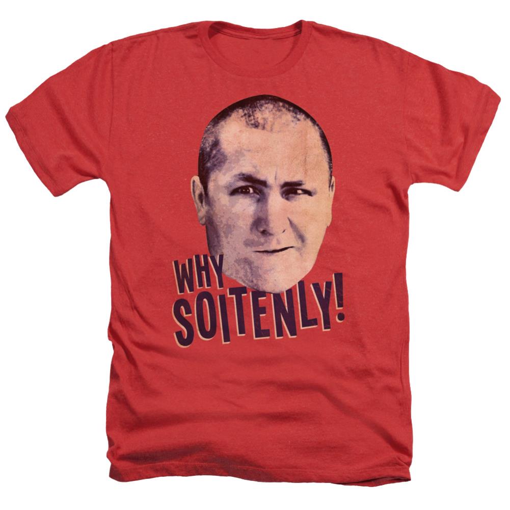 Three Stooges Why Soitenly Men's 30/1 Heather 60 40 Poly Short-Sleeve T-Shirt