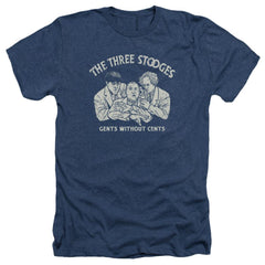 Three Stooges Without Cents Men's 30/1 Heather 60 40 Poly Short-Sleeve T-Shirt