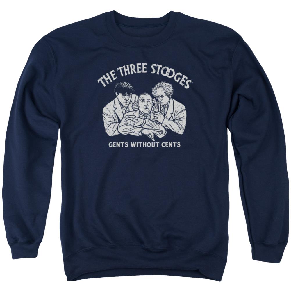 Three Stooges Without Cents Men's Crewneck 50 50 Poly Long-Sleeve T-Shirt