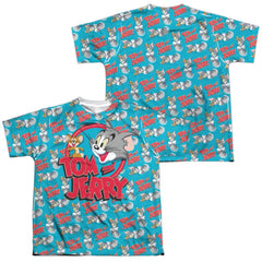 Tom And Jerry Double Trouble (Front/Back Print) Youth Regular Fit Poly Short-Sleeve T-Shirt