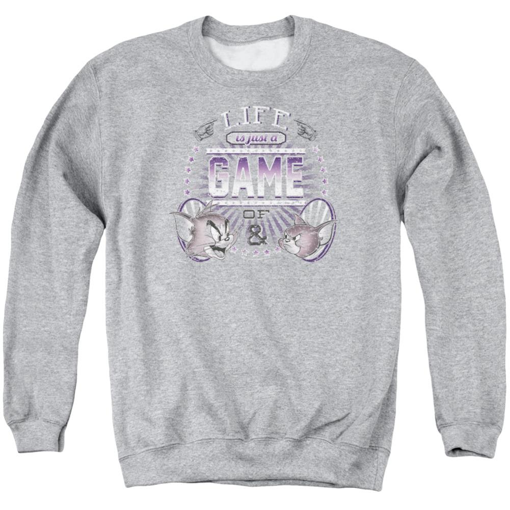 Tom And Jerry Life Is A Game Men's Crewneck 50 50 Poly Long-Sleeve T-Shirt