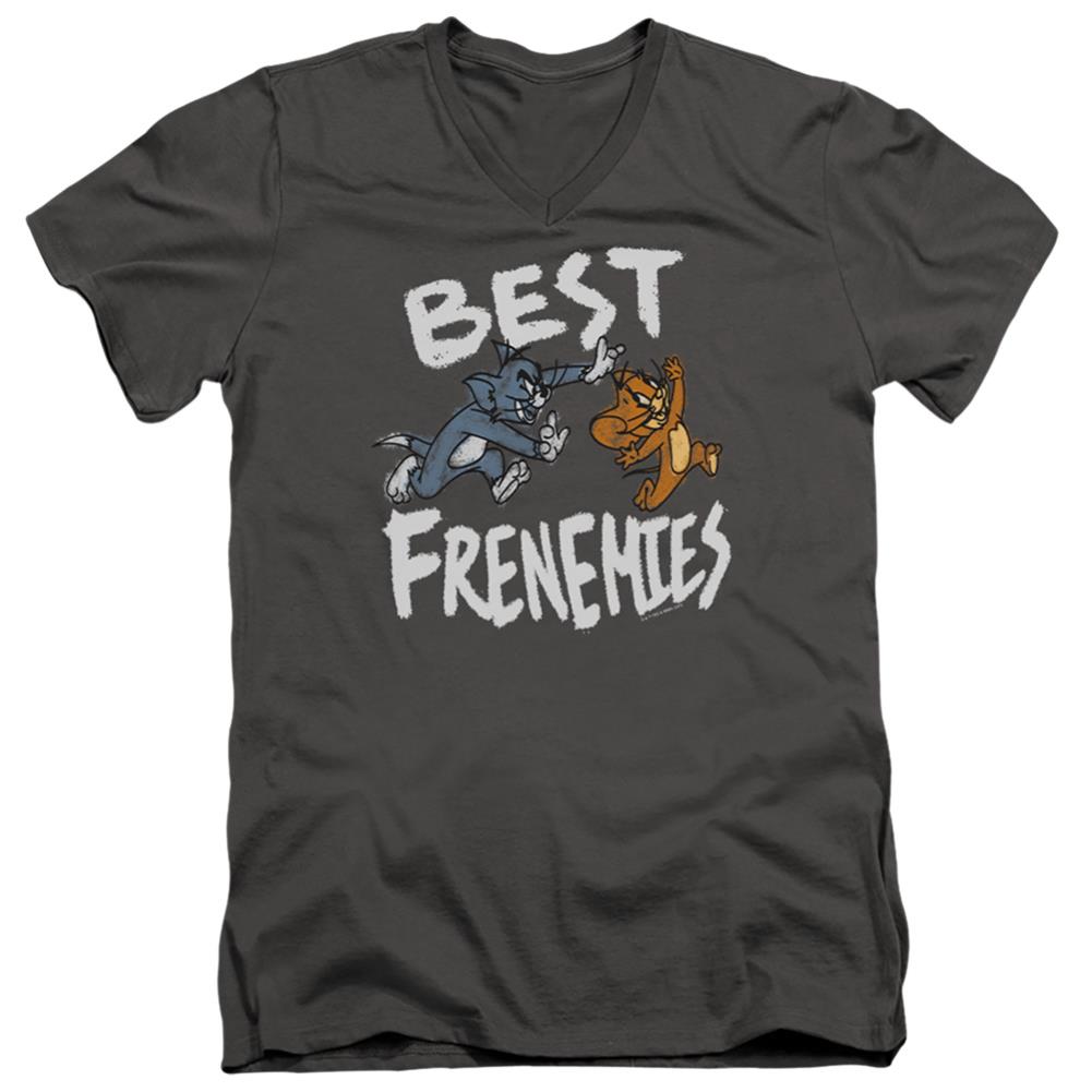 Tom And Jerry Movie Best Frenemies Men's 30/1 Cotton Slim V-Neck T-Shirt