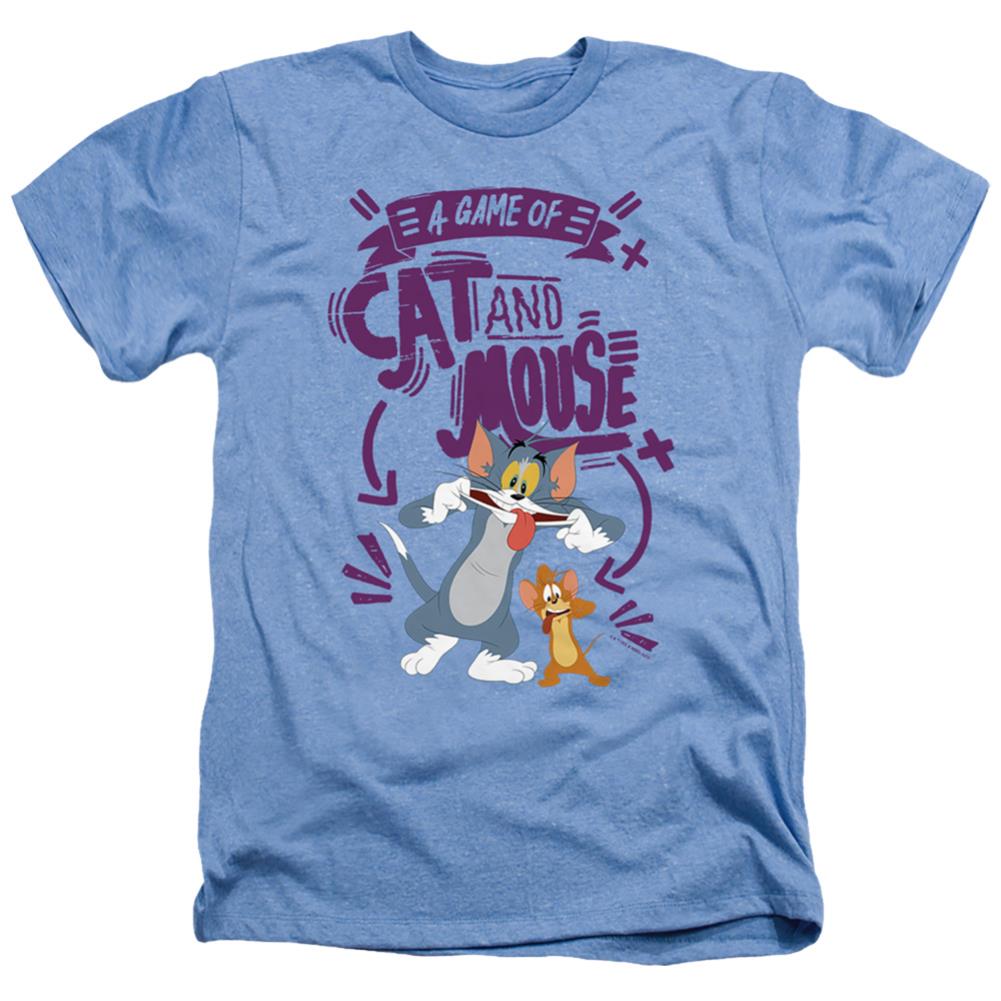 Tom And Jerry Movie Cat And Mouse Men's 30/1 Heather 60 40 Poly Short-Sleeve T-Shirt