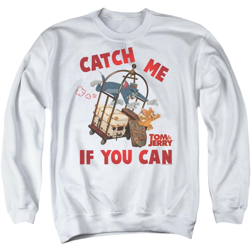 Tom And Jerry Movie Catch Me If You Can Men's Crewneck 50 50 Poly Long-Sleeve T-Shirt