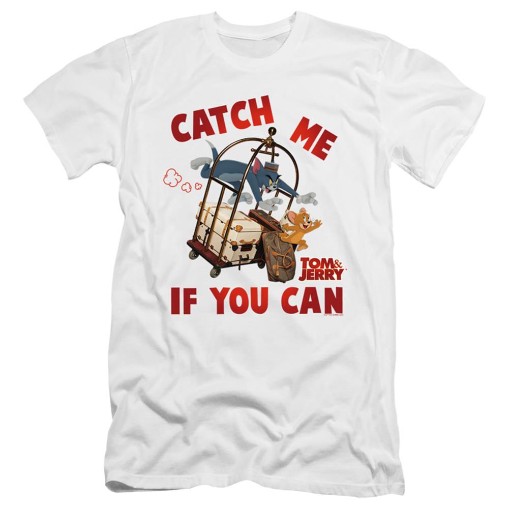 Tom And Jerry Movie Catch Me If You Can Men's Ultra-Soft 30/1 Cotton Slim Short-Sleeve T-Shirt