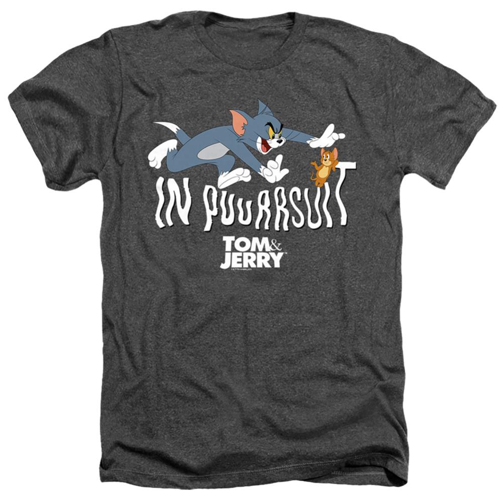 Tom And Jerry Movie In Pursuit Men's 30/1 Heather 60 40 Poly Short-Sleeve T-Shirt