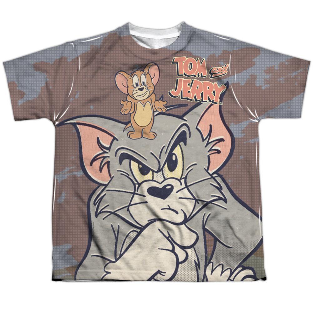 Tom And Jerry Up To No Good Youth Regular Fit Poly Short-Sleeve T-Shirt