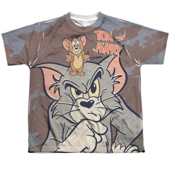 Tom And Jerry Up To No Good Youth Regular Fit Poly Short-Sleeve T-Shirt