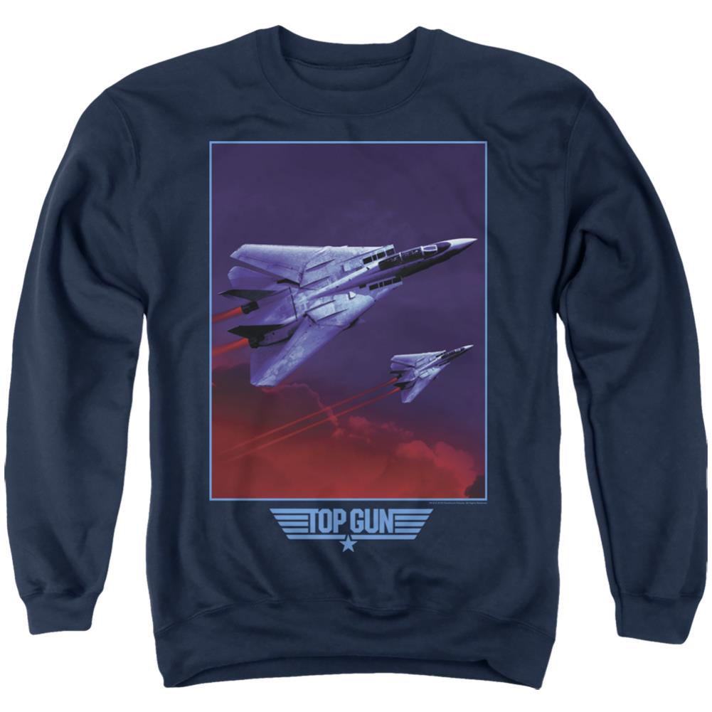 Top Gun Clouds Men's Crewneck 50 50 Poly Long-Sleeve T-Shirt