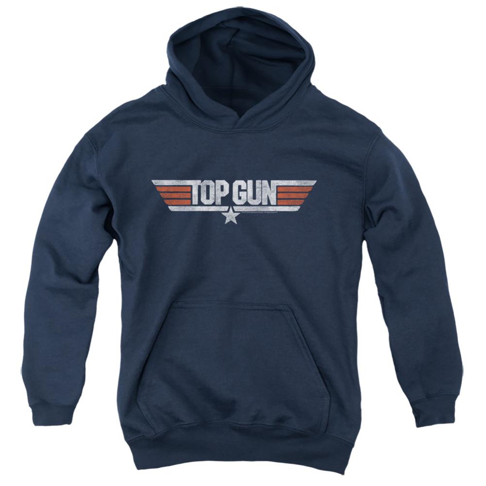 Top Gun Distressed Logo Youth Cotton Poly Pull-Over Hoodie
