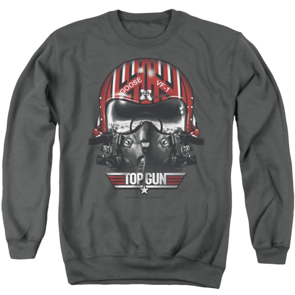 Top Gun Goose Helmet Men's Crewneck 50 50 Poly Long-Sleeve T-Shirt