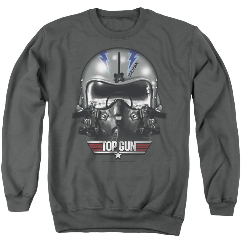 Top Gun Iceman Helmet Men's Crewneck 50 50 Poly Long-Sleeve T-Shirt