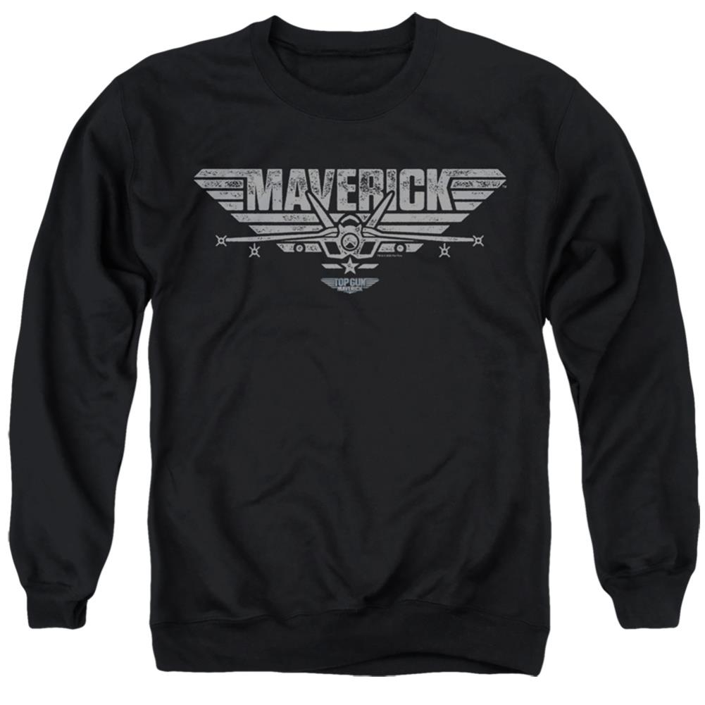 Top Gun: Maverick Maverick Plane Logo Men's Crewneck 50 50 Poly Long-Sleeve T-Shirt