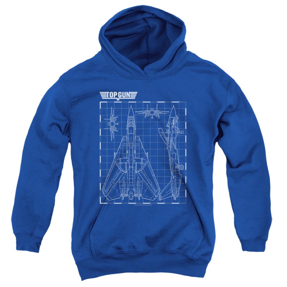 Top Gun Schematic Youth Cotton Poly Pull-Over Hoodie