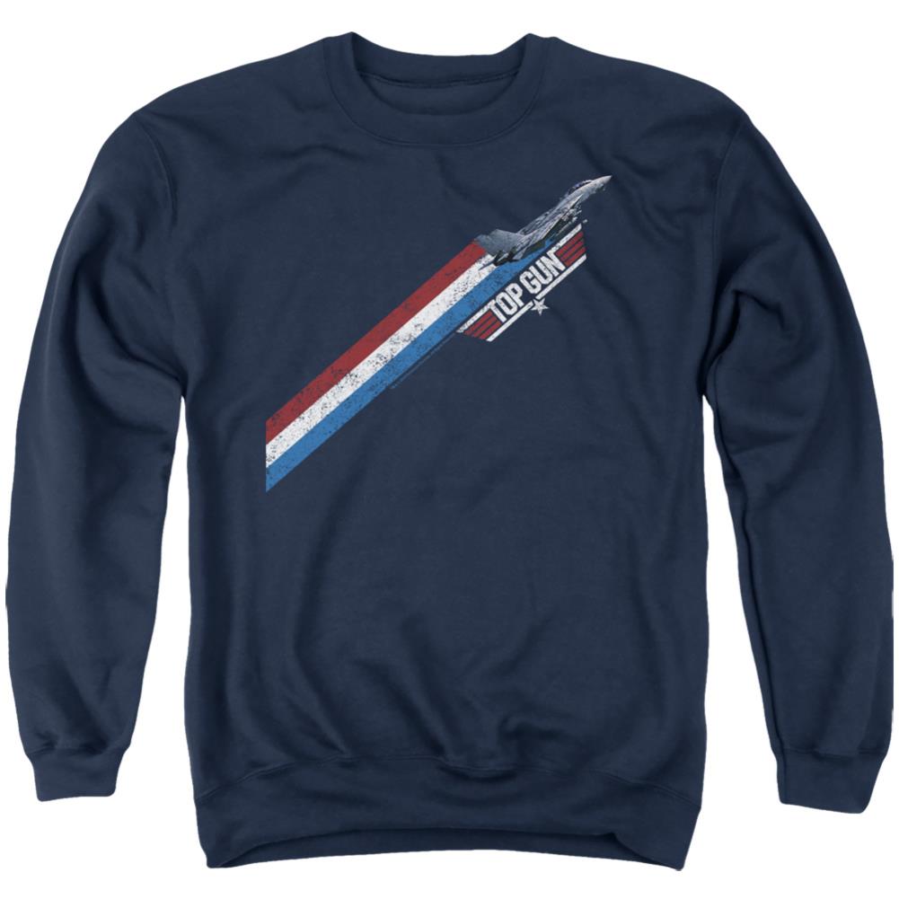 Top Gun Stripes Men's Crewneck 50 50 Poly Long-Sleeve T-Shirt
