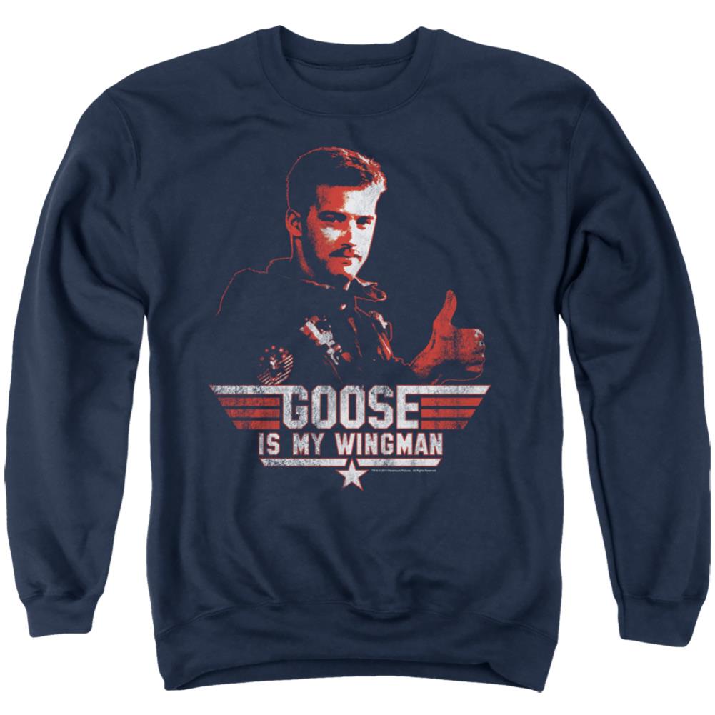 Top Gun Wingman Goose Men's Crewneck 50 50 Poly Long-Sleeve T-Shirt