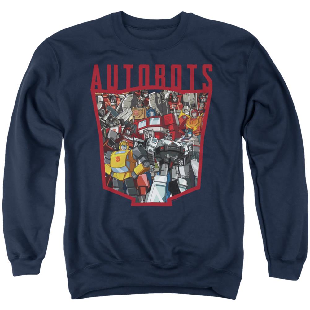 Transformers Autobot Collage Men's Crewneck 50 50 Poly Long-Sleeve T-Shirt