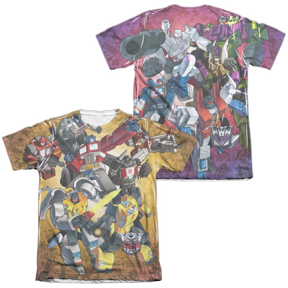 Transformers Autobots V Decepticons (Front/Back Print) Men's Regular Fit Poly Cotton Short-Sleeve T-Shirt