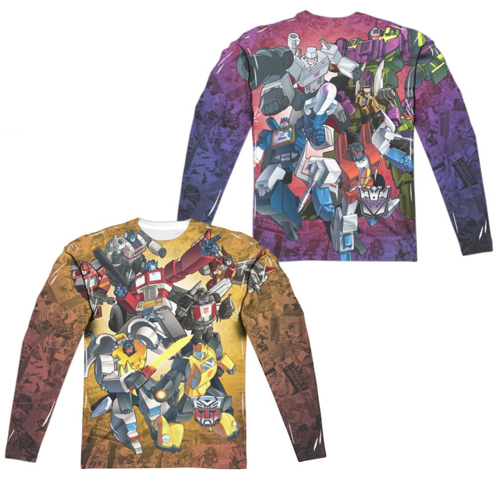 Transformers Autobots V Decepticons (Front/Back Print) Men's Regular Fit Polyester Long-Sleeve T-Shirt