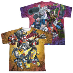 Transformers Autobots V Decepticons (Front/Back Print) Youth Regular Fit Poly Short-Sleeve T-Shirt