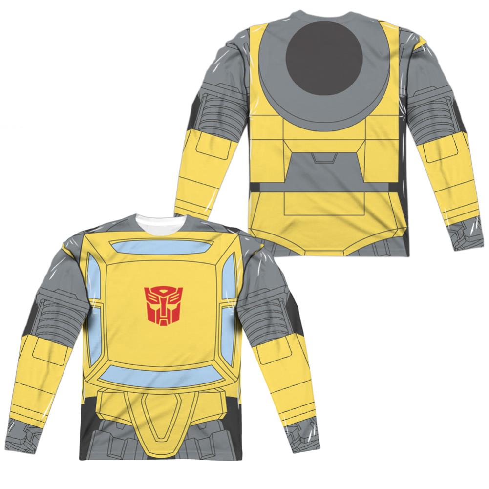 Transformers Bumblebee Costume (Front/Back Print) Men's Regular Fit Polyester Long-Sleeve T-Shirt