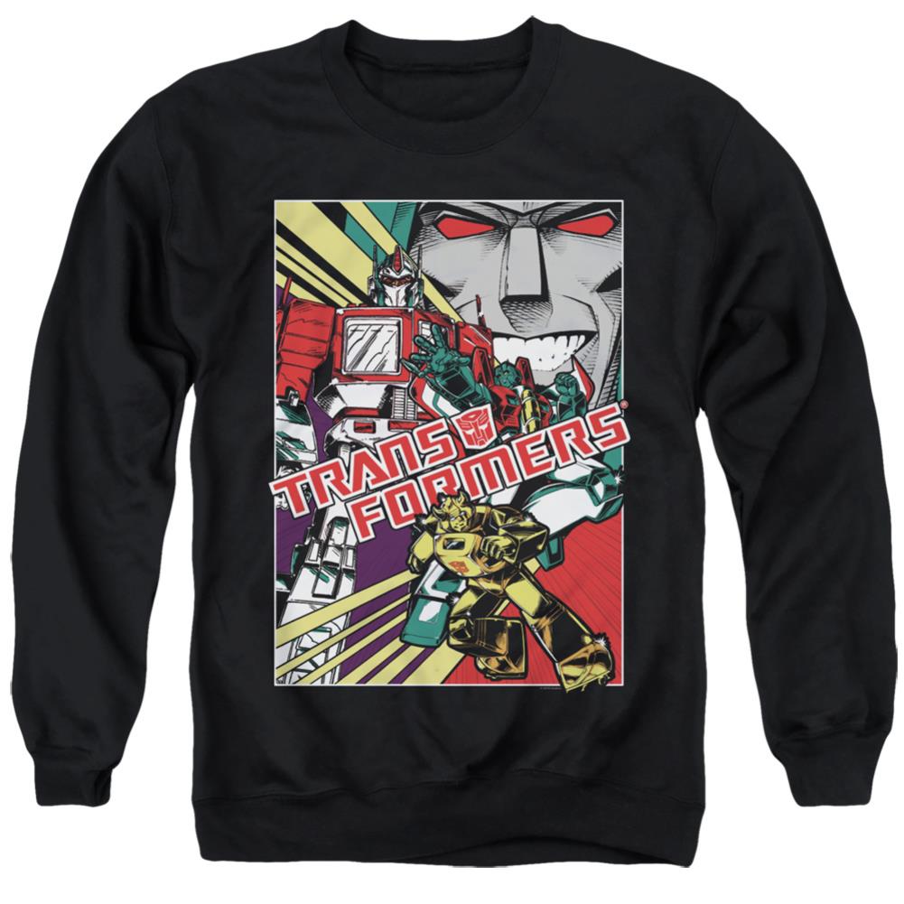 Transformers Comic Poster Men's Crewneck 50 50 Poly Long-Sleeve T-Shirt