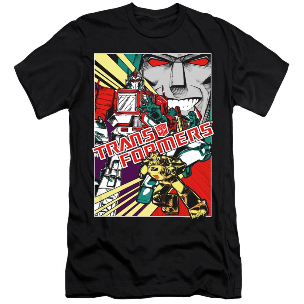 Transformers Comic Poster Men's Ultra-Soft 30/1 Cotton Slim Short-Sleeve T-Shirt