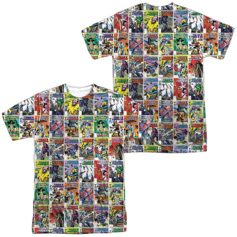 Transformers Cover Collage (Front/Back Print) Men's Regular Fit Polyester Short-Sleeve T-Shirt