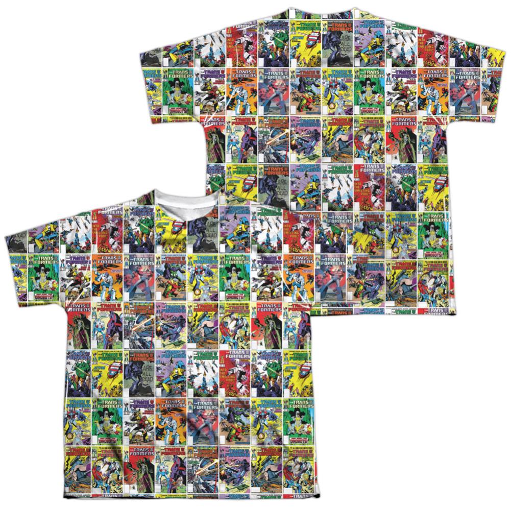 Transformers Cover Collage (Front/Back Print) Youth Regular Fit Poly Short-Sleeve T-Shirt