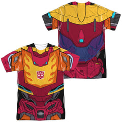 Transformers Hot Rod Costume (Front/Back Print) Men's Regular Fit Polyester Short-Sleeve T-Shirt