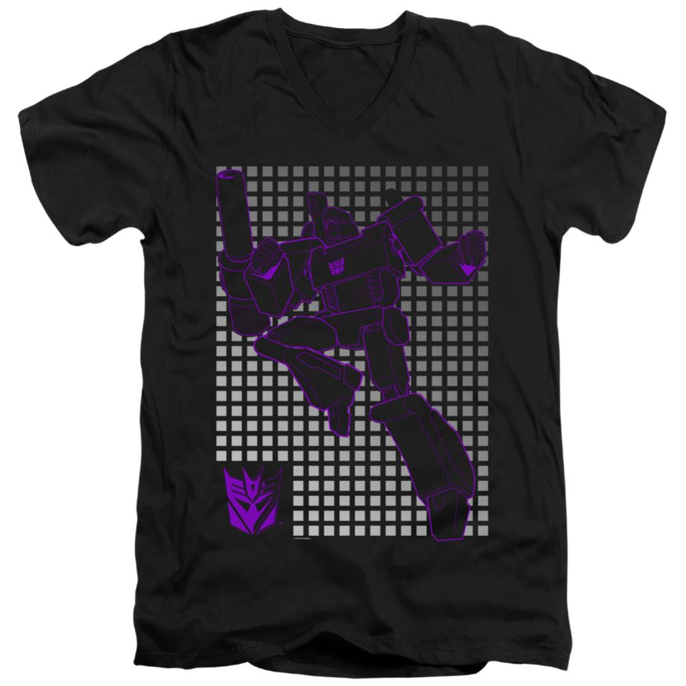 Transformers Megatron Grid Men's 30/1 Cotton Slim V-Neck T-Shirt