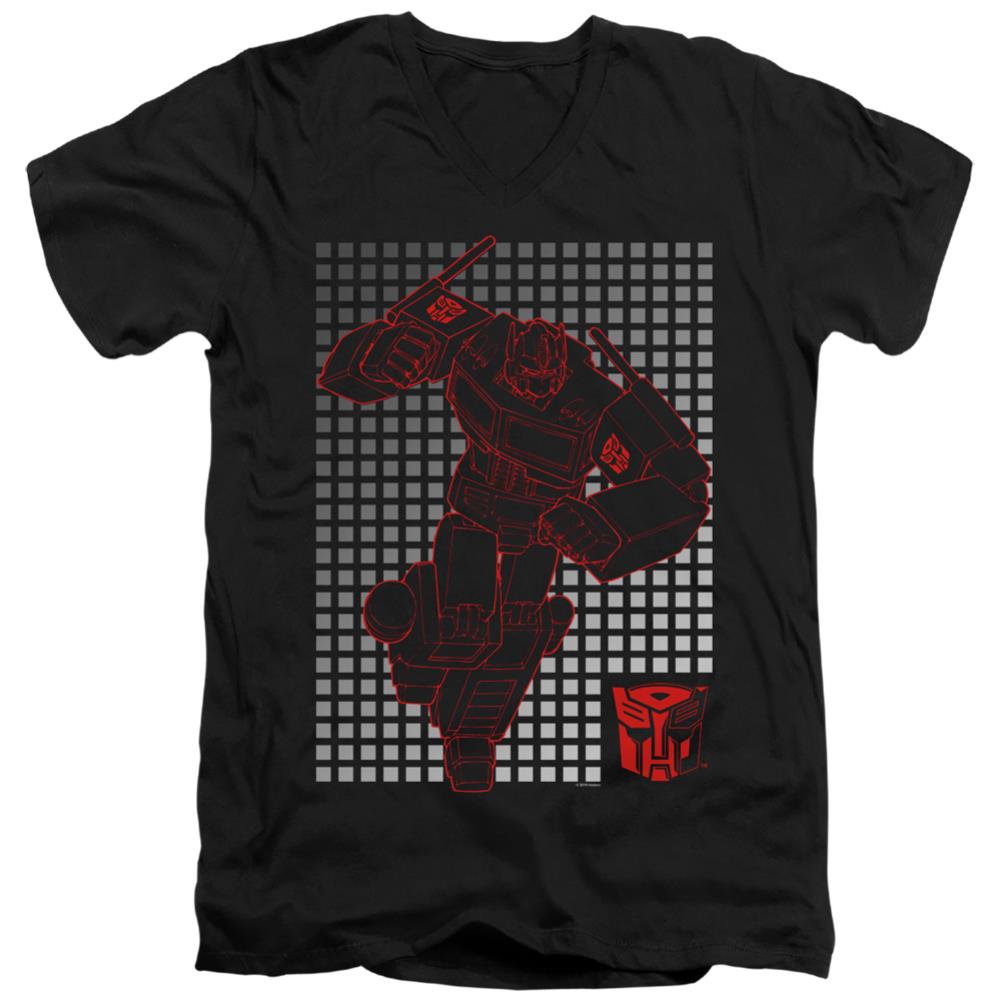 Transformers Optimus Grid Men's 30/1 Cotton Slim V-Neck T-Shirt