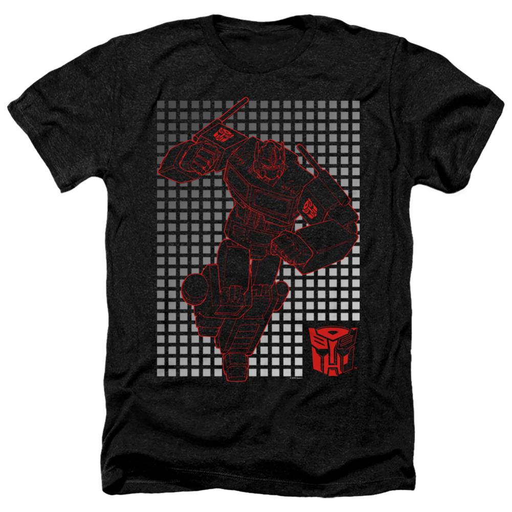 Transformers Optimus Grid Men's 30/1 Heather 60 40 Poly Short-Sleeve T-Shirt