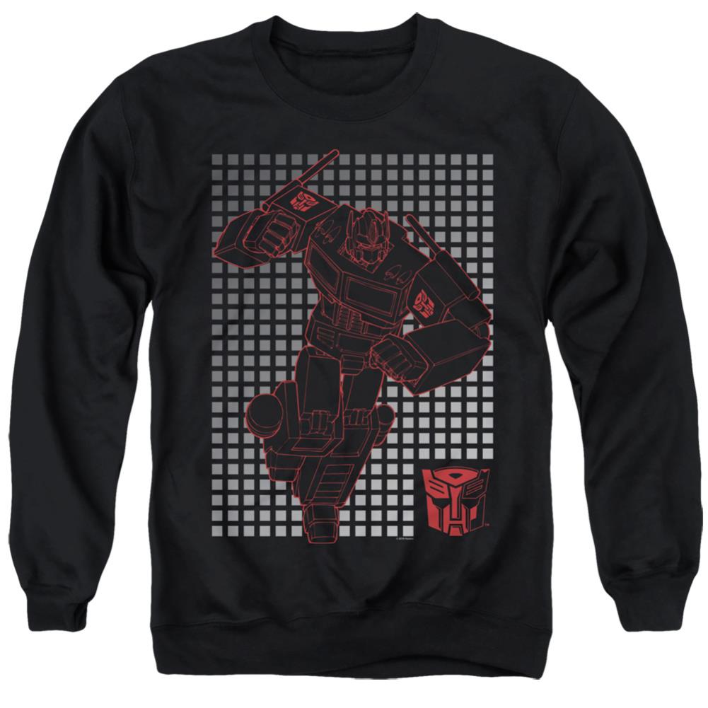 Transformers Optimus Grid Men's Crewneck 50 50 Poly Long-Sleeve T-Shirt