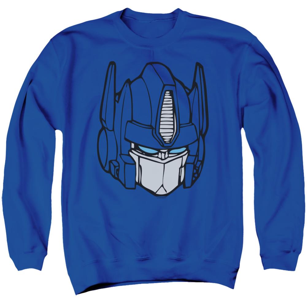 Transformers Optimus Head Men's Crewneck 50 50 Poly Long-Sleeve T-Shirt