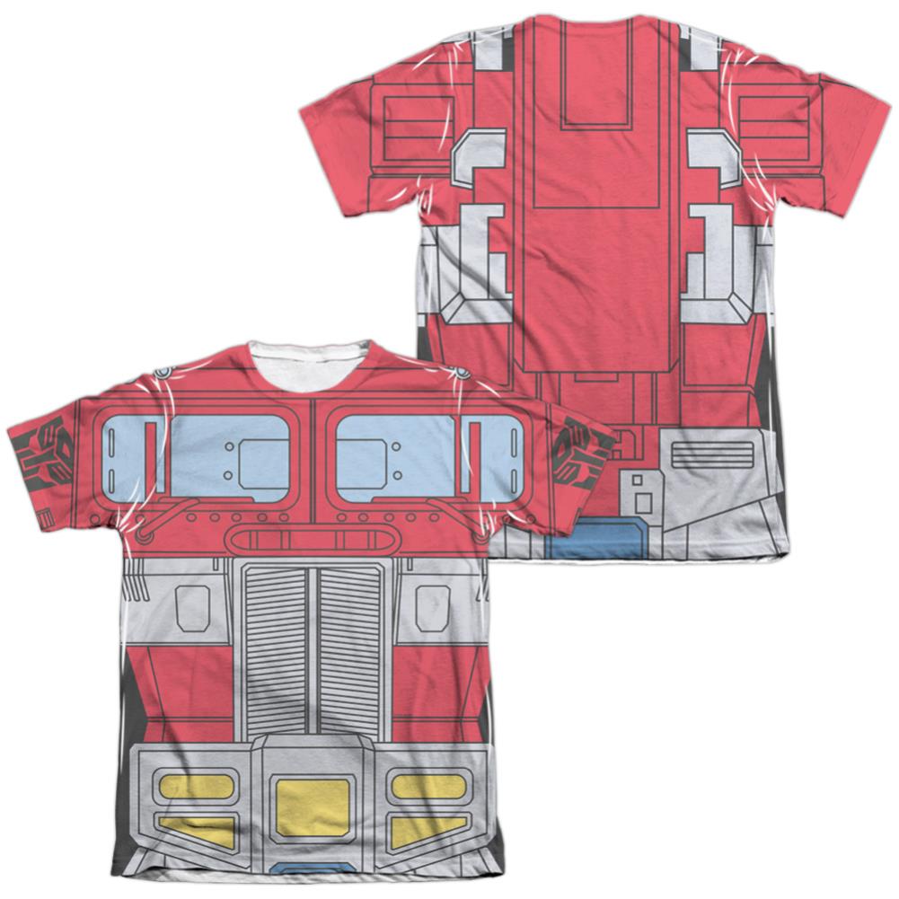 Transformers Optimus Prime Costume (Front/Back Print) Men's Regular Fit Poly Cotton Short-Sleeve T-Shirt