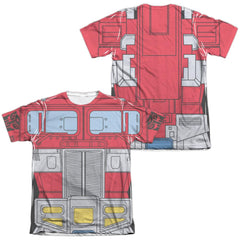 Transformers Optimus Prime Costume (Front/Back Print) Men's Regular Fit Poly Cotton Short-Sleeve T-Shirt