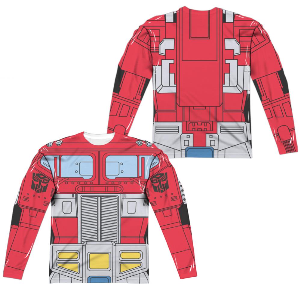 Transformers Optimus Prime Costume (Front/Back Print) Men's Regular Fit Polyester Long-Sleeve T-Shirt
