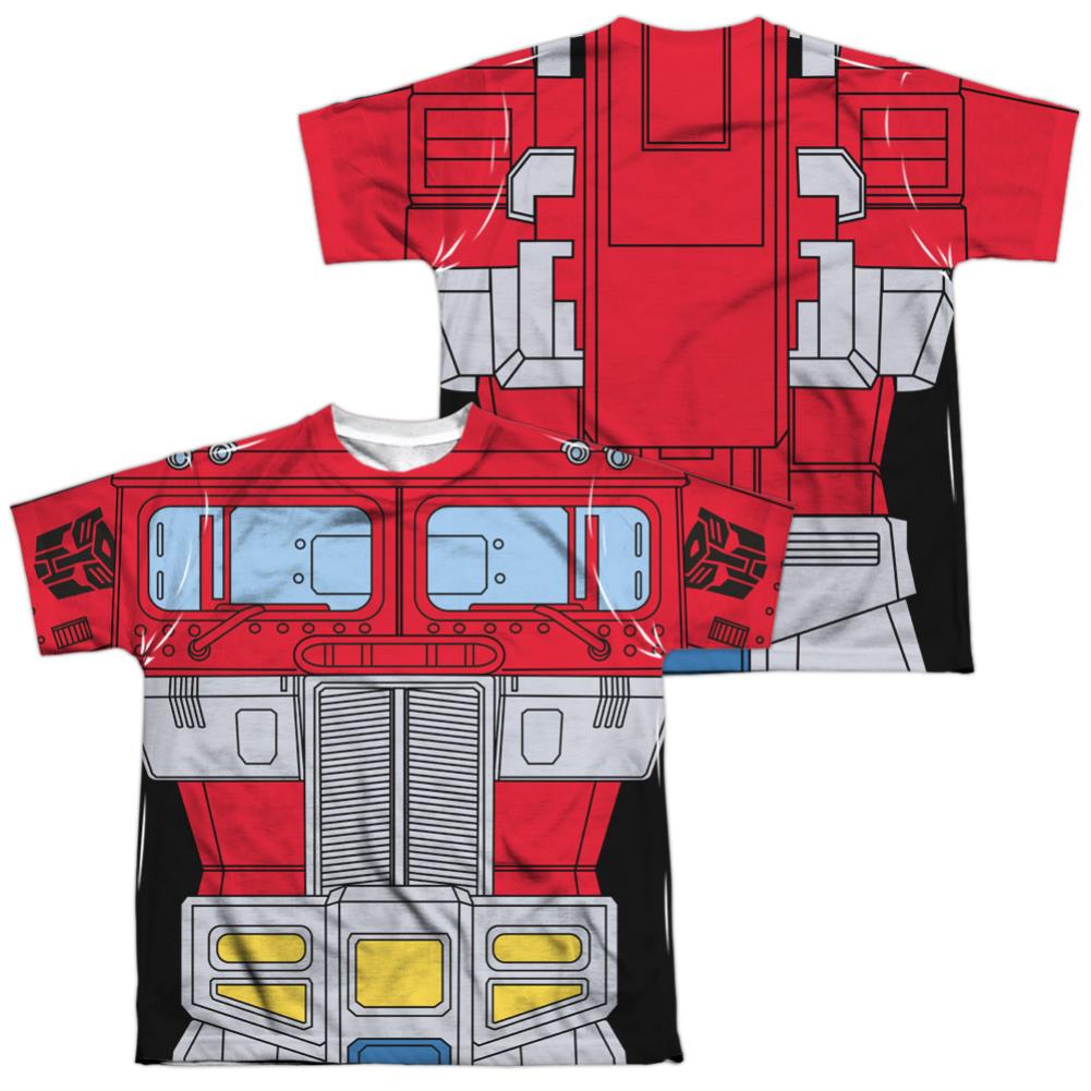 Transformers Optimus Prime Costume (Front/Back Print) Youth Regular Fit Poly Short-Sleeve T-Shirt