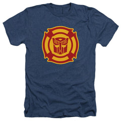 Transformers Rescue Bots Logo Men's 30/1 Heather 60 40 Poly Short-Sleeve T-Shirt