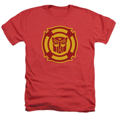 Transformers Rescue Bots Logo Men's 30/1 Heather 60 40 Poly Short-Sleeve T-Shirt