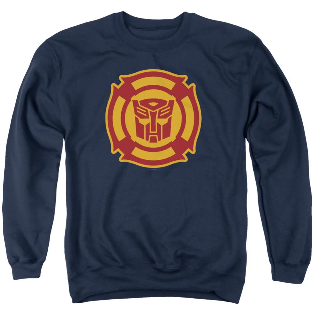 Transformers Rescue Bots Logo Men's Crewneck 50 50 Poly Long-Sleeve T-Shirt