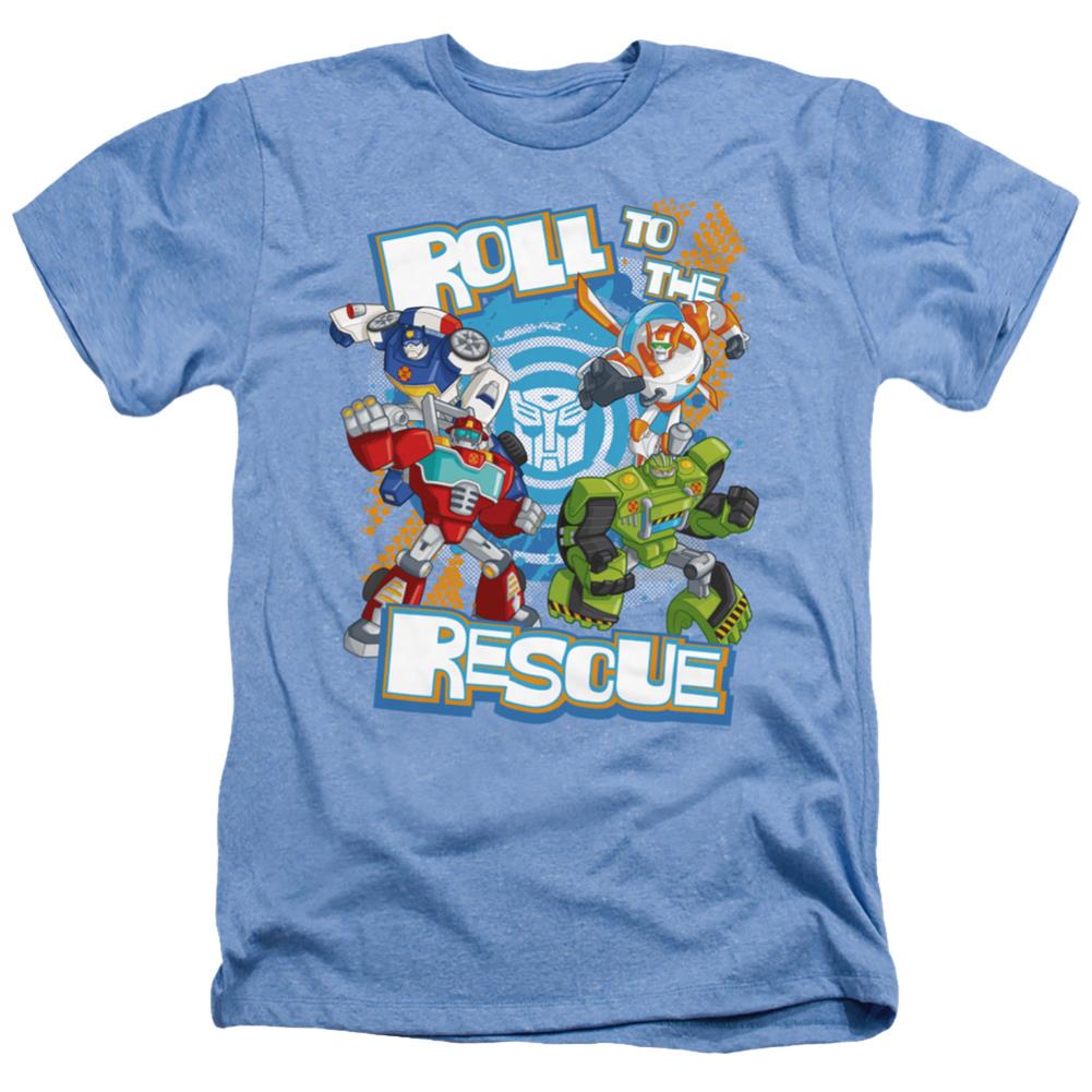 Transformers Roll To The Rescue Men's 30/1 Heather 60 40 Poly Short-Sleeve T-Shirt