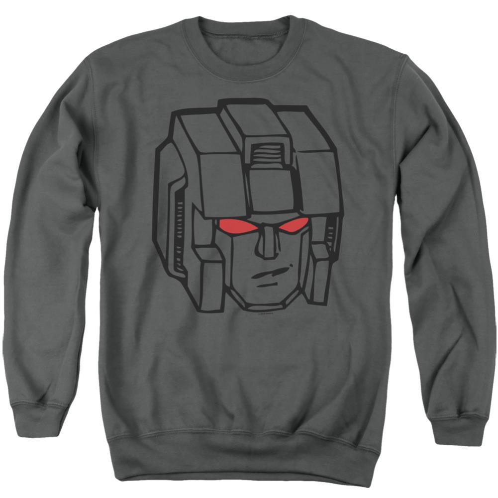 Transformers Starscream Head Men's Crewneck 50 50 Poly Long-Sleeve T-Shirt