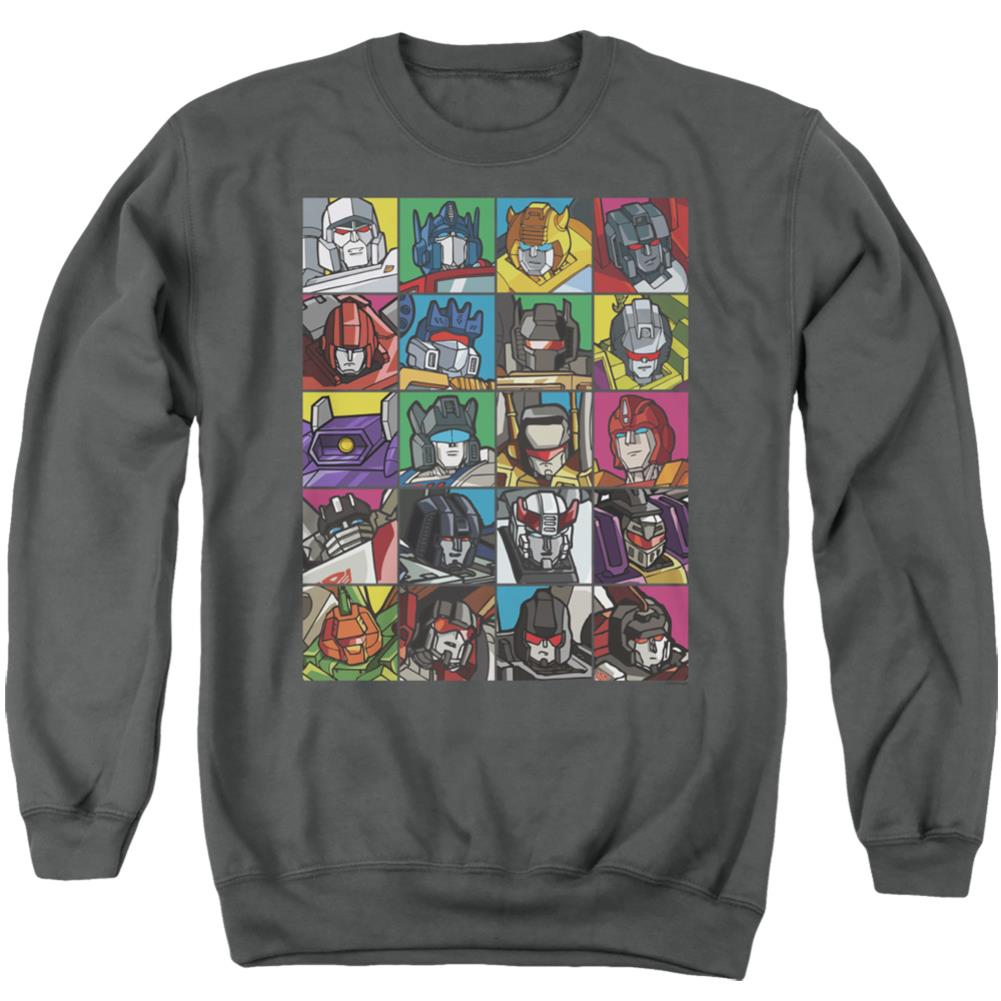 Transformers Transformer Squares Men's Crewneck 50 50 Poly Long-Sleeve T-Shirt