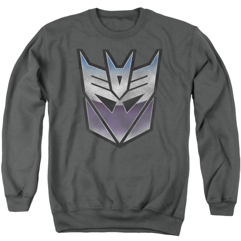 Transformers Vintage Decepticon Logo Men's Crewneck 50 50 Poly Long-Sleeve T-Shirt