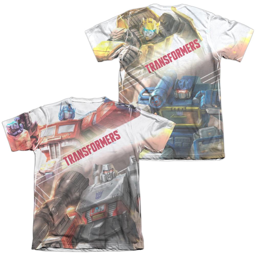 Transformers Warriors Of Cybertron (Front/Back Print) Men's Regular Fit Poly Cotton Short-Sleeve T-Shirt